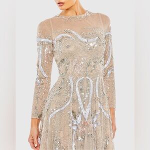 MAC DUGGAL
Long Sleeve Embellished Illusion Evening Gown 5217 Nude silver prom